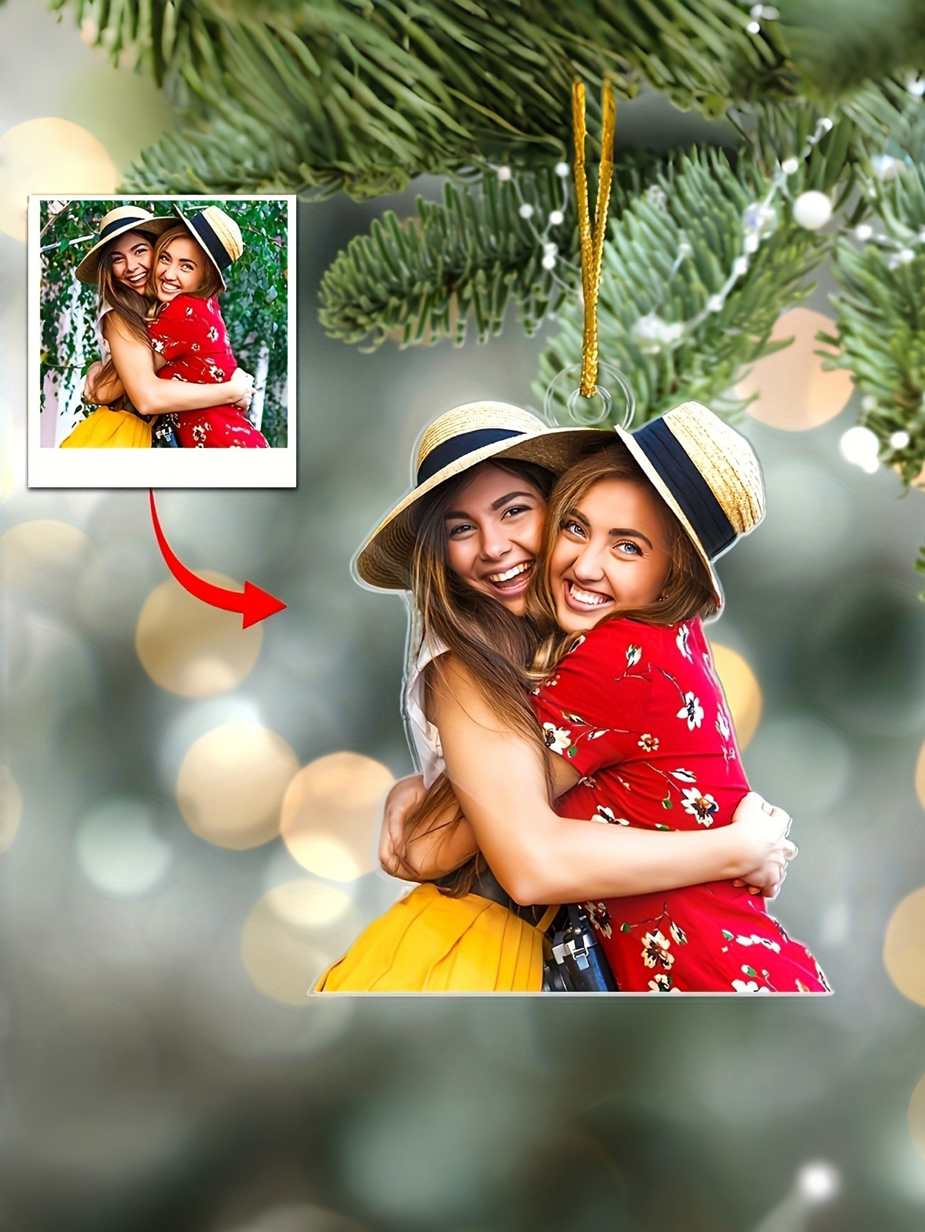 2D Flat Custom Christmas Decorations for Families, Couples, and Pets Photo Ornaments, Acrylic Christmas Tree Decorations Personalized Image Decorations as Christmas Gifts